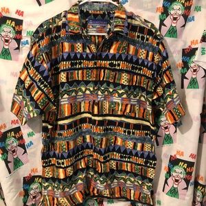 Island 2 Island  Hawaiian Shirt Men's Large Black Red